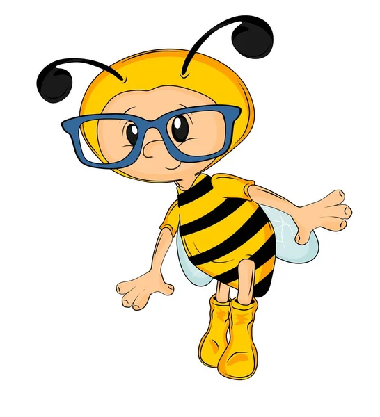 Dítě Kostýmu Včely Velkými Brýlemi — Stock fotografie