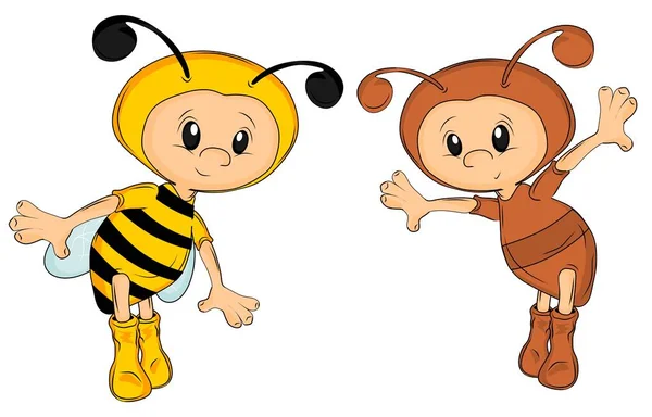 穿着蜜蜂和蚂蚁服装的孩子 — 图库照片