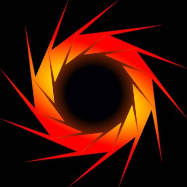 the shape of a round fire vortex with red and yellow gradations