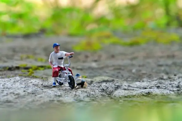 Bahçede bisiklet BMX oynayan bir adam.