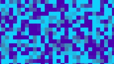 Abstrak blue pixel retro 8bit gürültü statik, kare siyah ve mavi animasyon retro video oyunu rastgele pikselli arkaplan