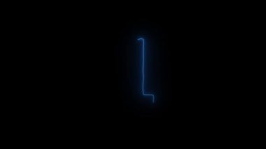 Taslak üzerinde neon mavi rengi olan ve siyah arkaplanda izole edilmiş 1 numaralı animasyon