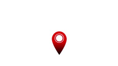 beyaz arkaplanda kırmızı renkli GPS veya haritaların canlandırması - 4K video