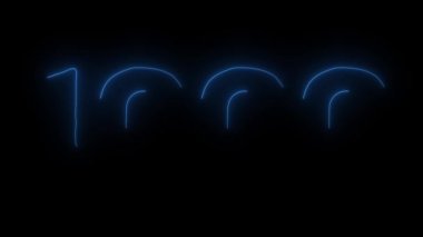 Taslakta neon mavi renkli 1000 numaralı animasyon siyah bir arkaplanda izole edildi.