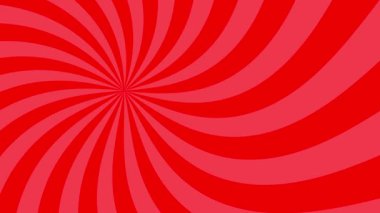 Kırmızı ışınlı günışığı animasyon arka planı. Işınlar ile dönen spiral eğimli arkaplan