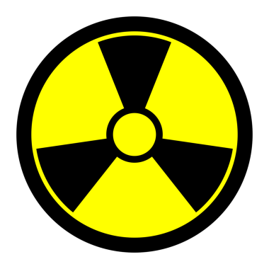 Radyasyon sembolü siyah arkaplanda. vektör illüstrasyonu.