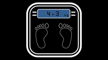 Ağırlık ölçekleri siyah arkaplanda, alfa arkaplanı izole edildi. En fazla 100 kg ağırlığında. 4k çözünürlüğü