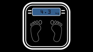 Ağırlık ölçekleri siyah arkaplanda, alfa arkaplanı izole edildi. En fazla 100 kg ağırlığında. 4k çözünürlüğü
