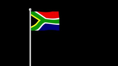 Güney Afrika Ulusal Bayrağı siyah arka planda dalgalanıyor. Yüksek Kalite 4K Çözünürlük.
