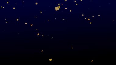 Konfeti animasyonu yavaşça koyu mavi arka plana düşüyor