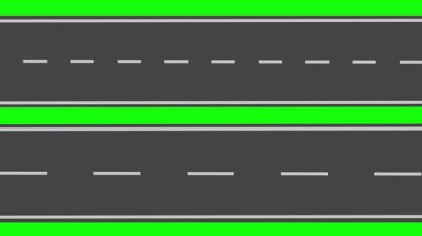 Hareket halindeki otoyol manzarasının animasyonu. Hız şeridinin animasyonu yukarıdan, hızlı yol