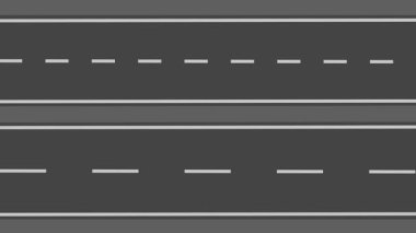Hareket halindeki yolun animasyonu, asfalt yol manzaralı üst hava