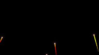 Siyah Ekran 'da Havai fişek Animasyonu, Gece Tam Renkli Havai fişek