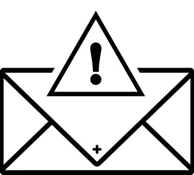 simge e- posta, ileti, uyarı zarfı düz biçim simgesi beyaz arkaplanda izole edildi