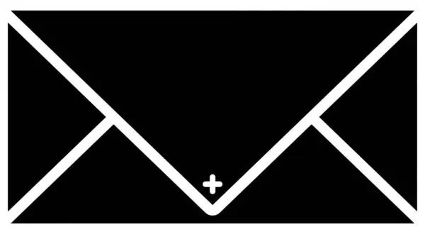 Beyaz arkaplanda zarf simgesi, zarfın siyah beyaz simgesi