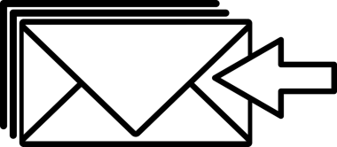 simge gelen postaları, ileti, zarflar düz biçim simgesi beyaz arkaplanda izole edildi