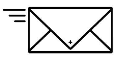 Beyaz arkaplanda gelen kutucuğu simgesi, zarfın siyah beyaz simgesi