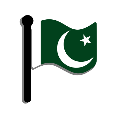 Beyaz arka planda izole edilmiş Pakistan bayrağı simgesi. Pakistan bayrağı sallıyor