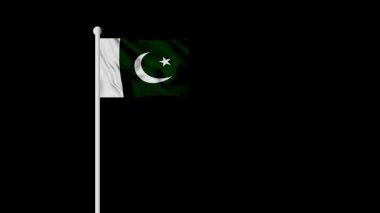 Pakistan Dalgalanan Bayrak, Pakistan Ulusal Bayrağının Hareket Animasyonu, 4k çözünürlük, siyah arkaplanda izole