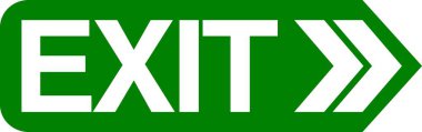 Sağ tarafı işaret eden yeşil çıkış işareti.