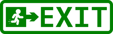 Koşan Adam simgesiyle yeşil ve beyaz çıkış işareti.