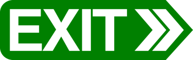 Yeşil çıkış işareti ve sağı işaret eden bir ok. Acil çıkış..