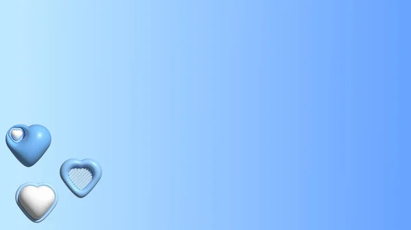 Ästhetische Niedliche Blaue Herzform Auf Gradient Blauen Hintergrund Illustration Perfekt — Stockfoto