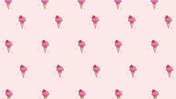 Cute Strawberry Icecream Pink Background Illustration Perfect Wallpaper Backdrop Banner — Stock Photo, Image