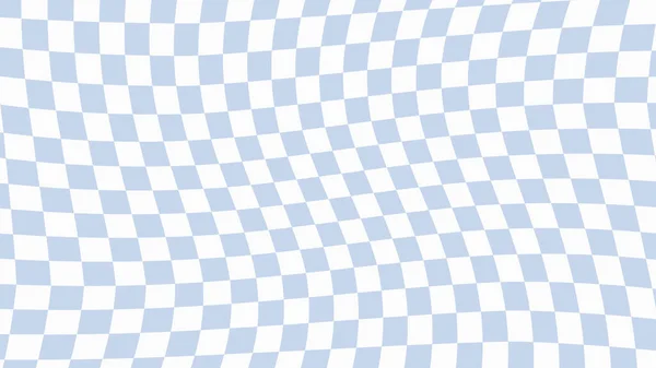 Esthetisch Schattig Abstract Wit Blauw Vervormde Dammen Plaid Dambord Wallpaper — Stockvector