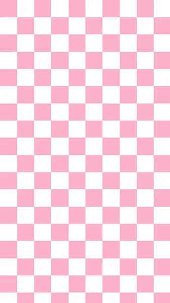 Esthetisch Schattig Verticaal Pastel Roze Wit Dambord Gingham Plaid Checkers — Stockvector