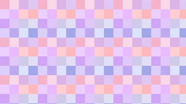 漂亮可爱的彩绘蓝底 紫色和紫色格子 金汉花 格子花 彩色方块背景图 完美的背景 — 图库矢量图片