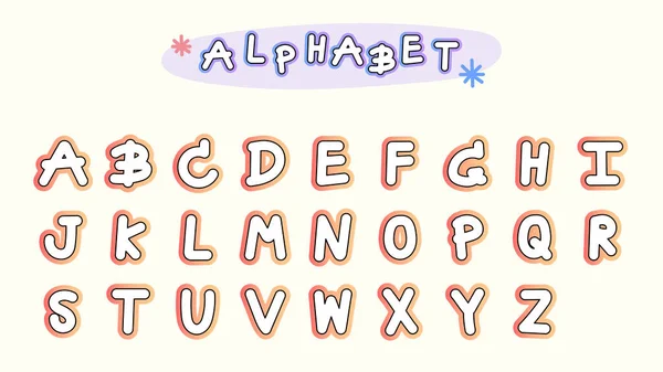 Sammlung Von Bunten Orangefarbenen Farbverlauf Handgezeichnete Buchstaben Alphabet Kalligraphie Illustration — Stockfoto