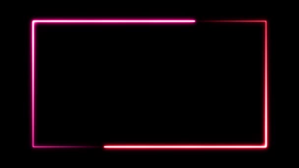 Neon Power Line Text Box Abstract Neon Line Frame Neon — стоковое видео
