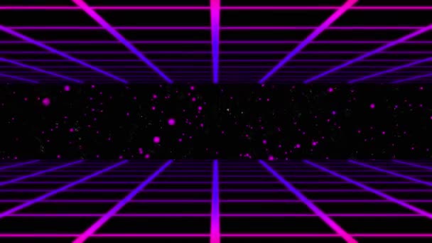 Retrodalga Bilim Kurgu Neon Gradyan Izgara Uzay Siber Punk Sentetik — Stok video