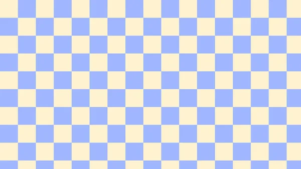 Estetika Roztomilé Modré Žluté Groovy Šachovnice Gingham Kostkované Kostkovaný Vzor — Stock fotografie