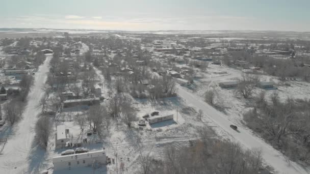 Winter Huizen Aanhangwagens Pine Ridge Indian Reservation South Dakota Luchtfoto — Stockvideo