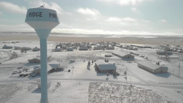 Serene Winter Scene Bij Pine Ridge Indian Reservation Met Central — Stockvideo