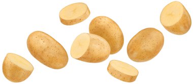 Patates, kırpma yolu ve koleksiyonu olan beyaz arkaplanda izole edildi