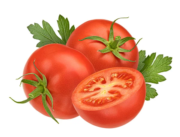 Tomates Cerises Aux Feuilles Persil Isolées Sur Fond Blanc Avec — Photo