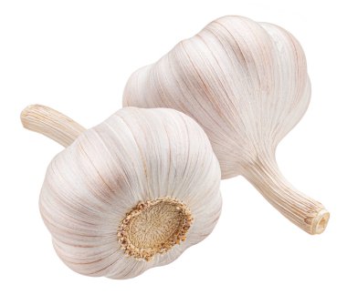 Beyaz arkaplanda kırpma yolu ile izole edilmiş sarımsak