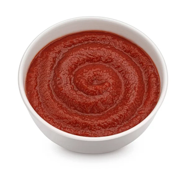 Ketchup Cuenco Aislado Sobre Fondo Blanco Profundidad Campo Completa Vista — Foto de Stock
