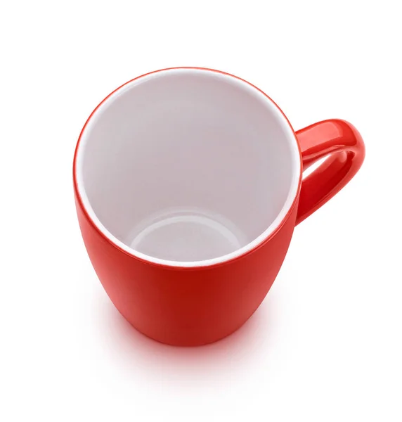 Red Mug Isolated Full Depth Field Red Cup White Background — Stock Photo, Image