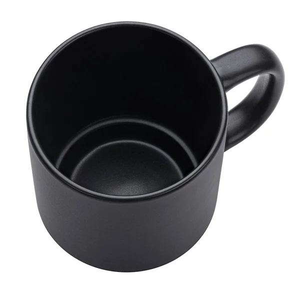 Black Mug Isolated Full Depth Field Black Cup White Background — Stock Photo, Image