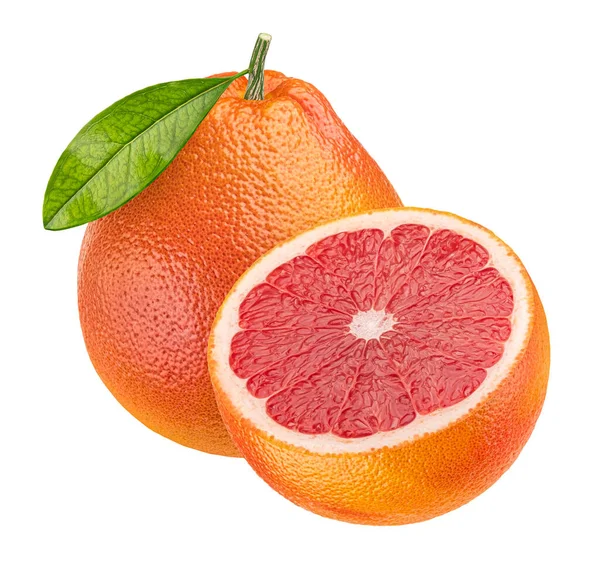 Grapefruit Izolált Fehér Alapon Nyírás Útvonal Teljes Mélysége Mező — Stock Fotó