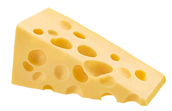 Cheese Driehoek Geïsoleerd Witte Achtergrond Volle Scherptediepte — Stockfoto