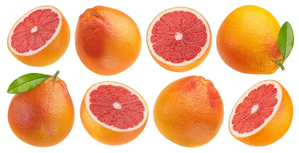 Grapefruit Isolated White Background Clipping Path Collection — Stock Photo, Image