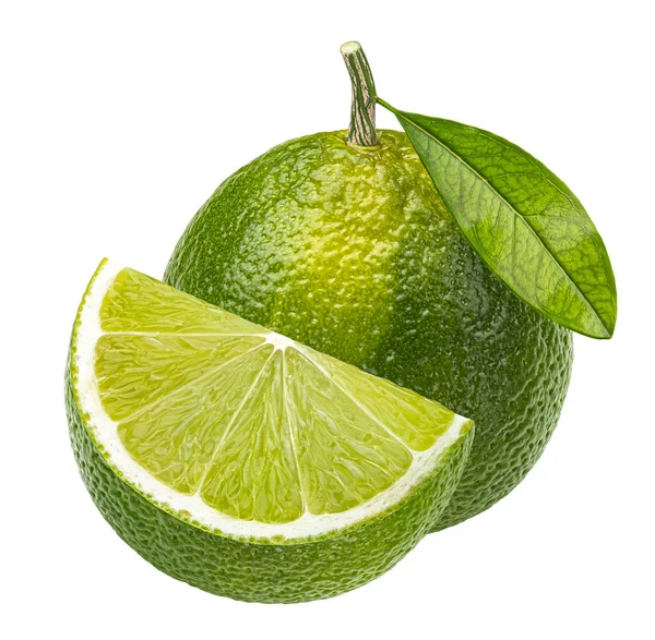Πράσινα Εσπεριδοειδή Lime Που Απομονώνονται Λευκό Φόντο Μονοπάτι Αποκοπής — Φωτογραφία Αρχείου