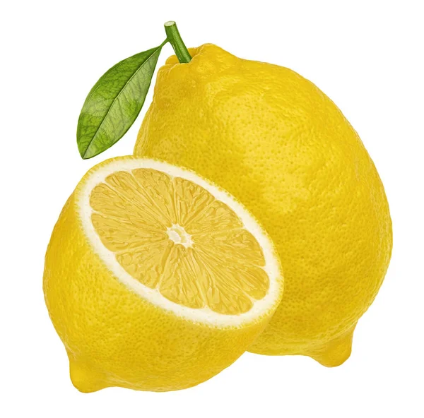 Citron Isolerad Vit Bakgrund Med Klippning Väg — Stockfoto