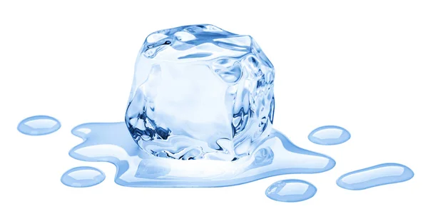 Один Тающий Кубик Льда Изолирован Белом Фоне Вырезанием Пути — стоковое фото