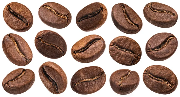 Geröstete Kaffeebohnen Isoliert Auf Weißem Hintergrund Volle Schärfentiefe — Stockfoto